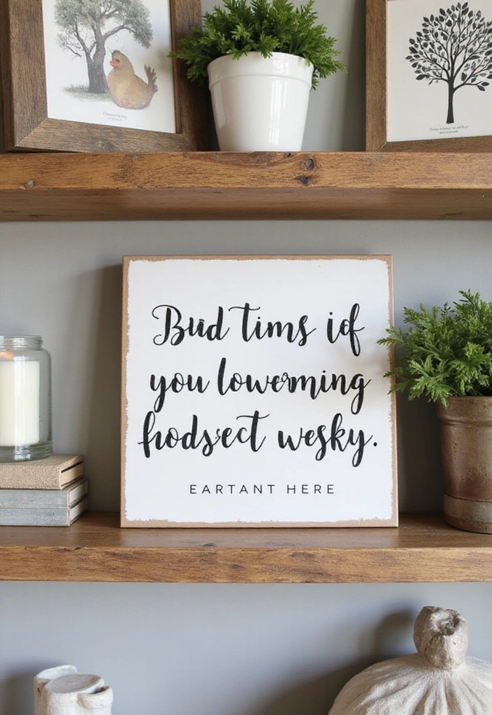 22 DIY Farmhouse Shelf Decor Ideas You Can Create This Weekend (Prepare for #8 to Blow Your Mind!) - 15. DIY Signs