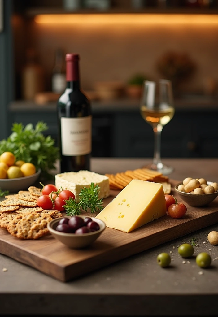 22 Farmhouse Kitchen Tray Decor Ideas That Combine Style with Functionality (Don't Miss #15!) - 10. Elegant Tray with Wine and Cheese