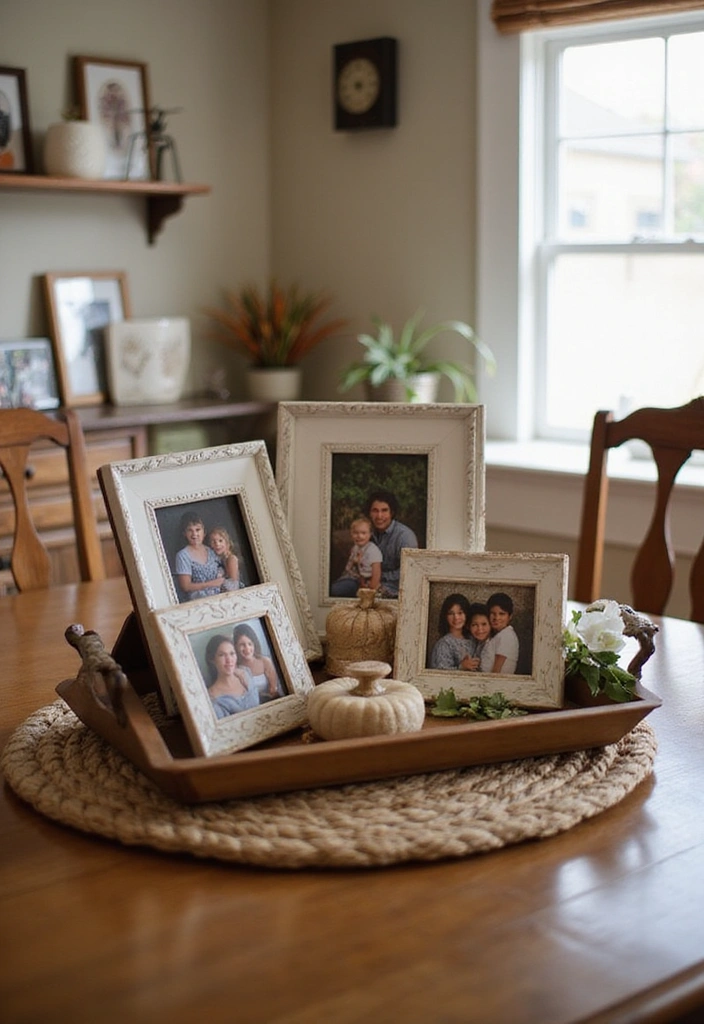 22 Farmhouse Kitchen Tray Decor Ideas That Combine Style with Functionality (Don't Miss #15!) - 12. Family Photo Tray
