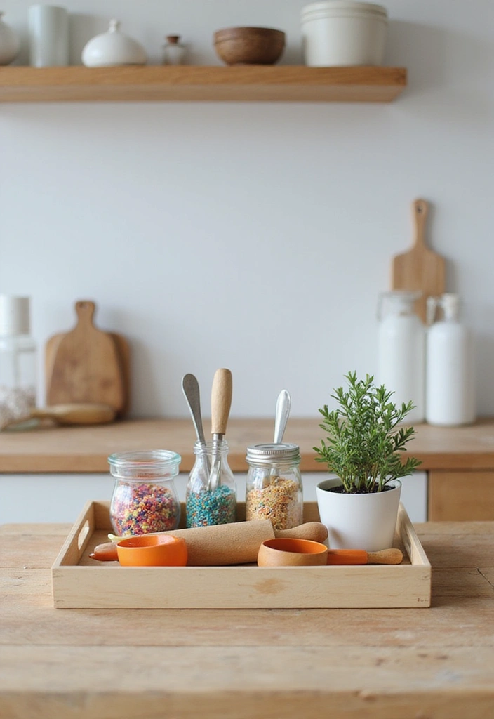 22 Farmhouse Kitchen Tray Decor Ideas That Combine Style with Functionality (Don't Miss #15!) - 7. Tray with Baking Supplies