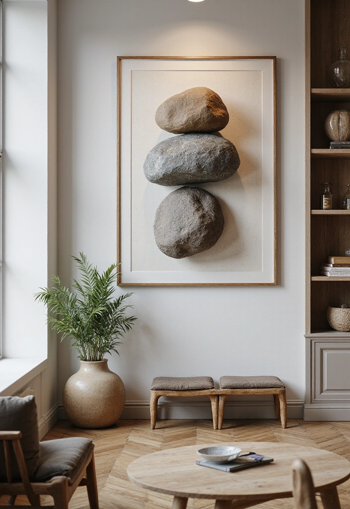 23 DIY Stone Wall Ideas That'll Elevate Your Home Decor Without Breaking the Bank (#19 Is a Must-Try!) - 12. Stone Artwork for Wall Decor