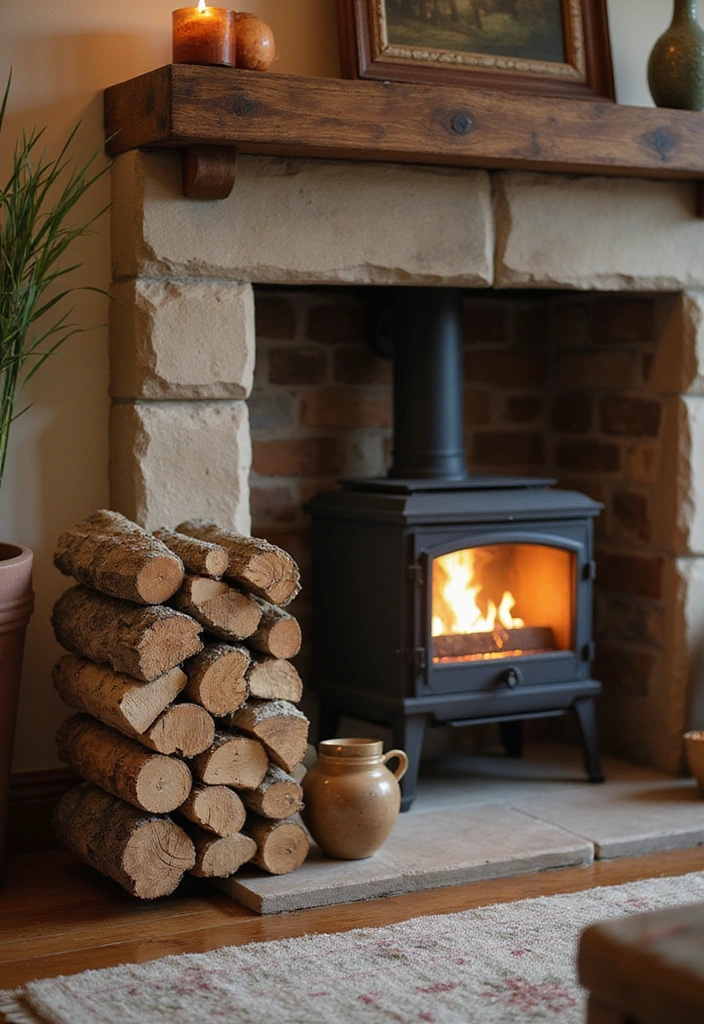 23 DIY Stone Wall Ideas That'll Elevate Your Home Decor Without Breaking the Bank (#19 Is a Must-Try!) - 15. Stone Firewood Holder for a Rustic Touch