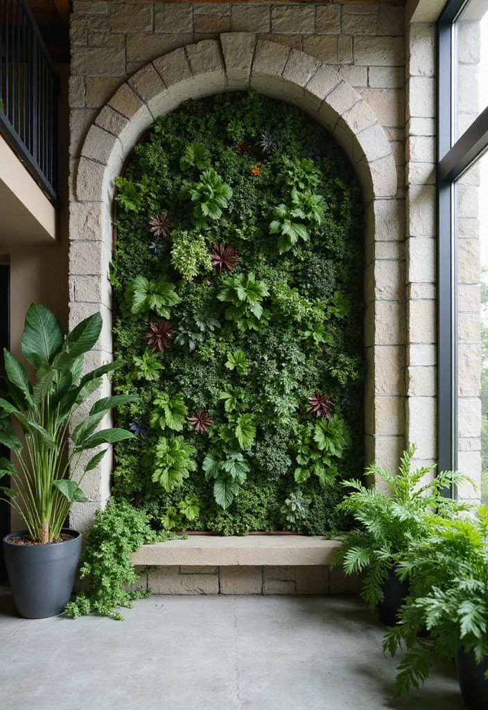 23 DIY Stone Wall Ideas That'll Elevate Your Home Decor Without Breaking the Bank (#19 Is a Must-Try!) - 8. Vertical Garden with Stone Framework