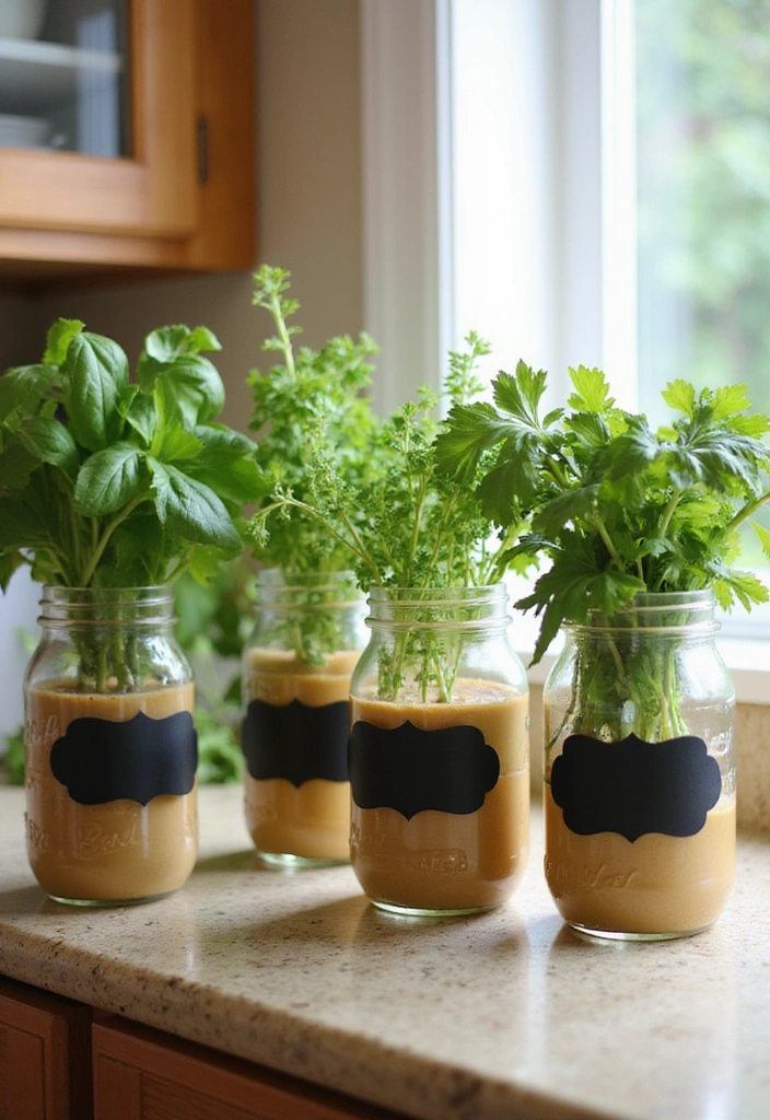 25 Budget-Friendly Fruit and Vegetable Storage Hacks You Can Do This Weekend! - 1. Repurpose Peanut Butter Jars for Fresh Herbs