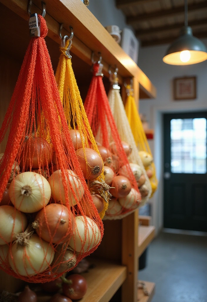 25 Budget-Friendly Fruit and Vegetable Storage Hacks You Can Do This Weekend! - 4. Use Mesh Bags for Onions and Garlic