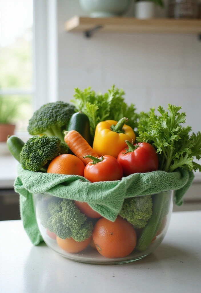 25 Budget-Friendly Fruit and Vegetable Storage Hacks You Can Do This Weekend! - 9. Keep Your Veggies Crisp with a Damp Cloth