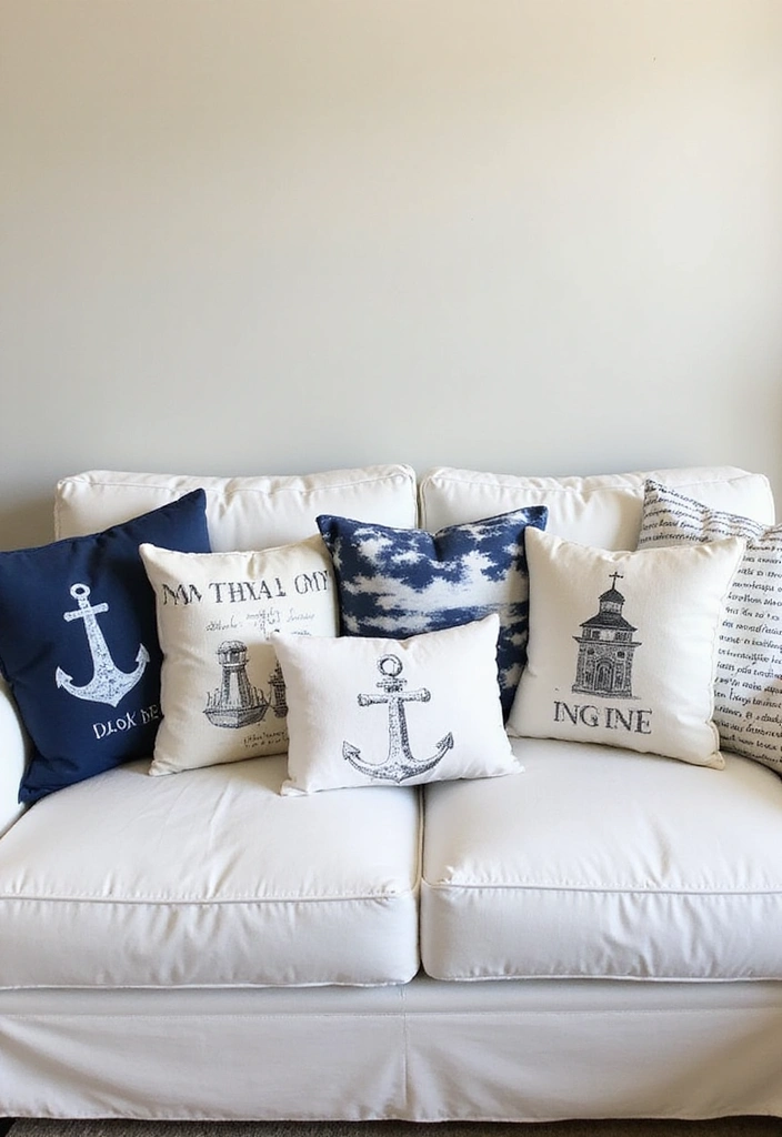 25 Charming Lake House Decor Accents That'll Make You Smile Every Day! - 1. Nautical Themed Throw Pillows