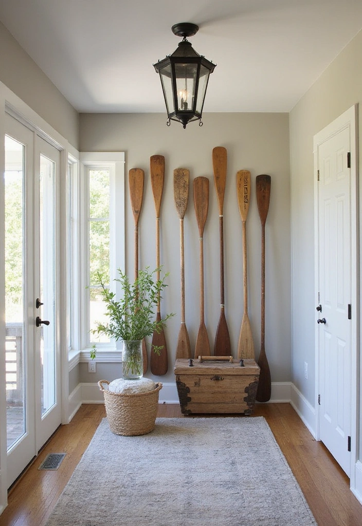 25 Charming Lake House Decor Accents That'll Make You Smile Every Day! - 12. Boat Oar Decor