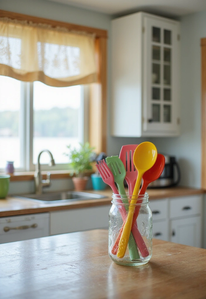 25 Charming Lake House Decor Accents That'll Make You Smile Every Day! - 22. Cute Kitchen Utensils