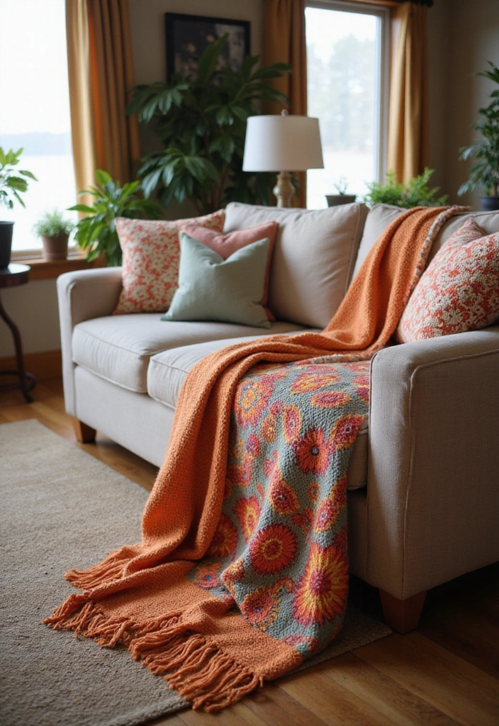 25 Charming Lake House Decor Accents That'll Make You Smile Every Day! - 5. Colorful Throw Blankets