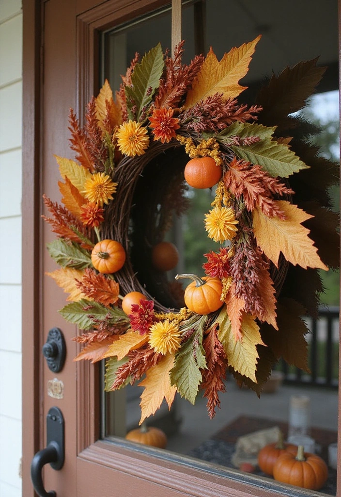 25 Creative Fall Outdoor Decor Ideas That’ll Make Your Home the Talk of the Block! - 2. Wreath Wonders