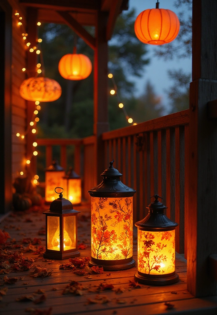 25 Creative Fall Outdoor Decor Ideas That’ll Make Your Home the Talk of the Block! - 3. Fabulous Fall Lanterns