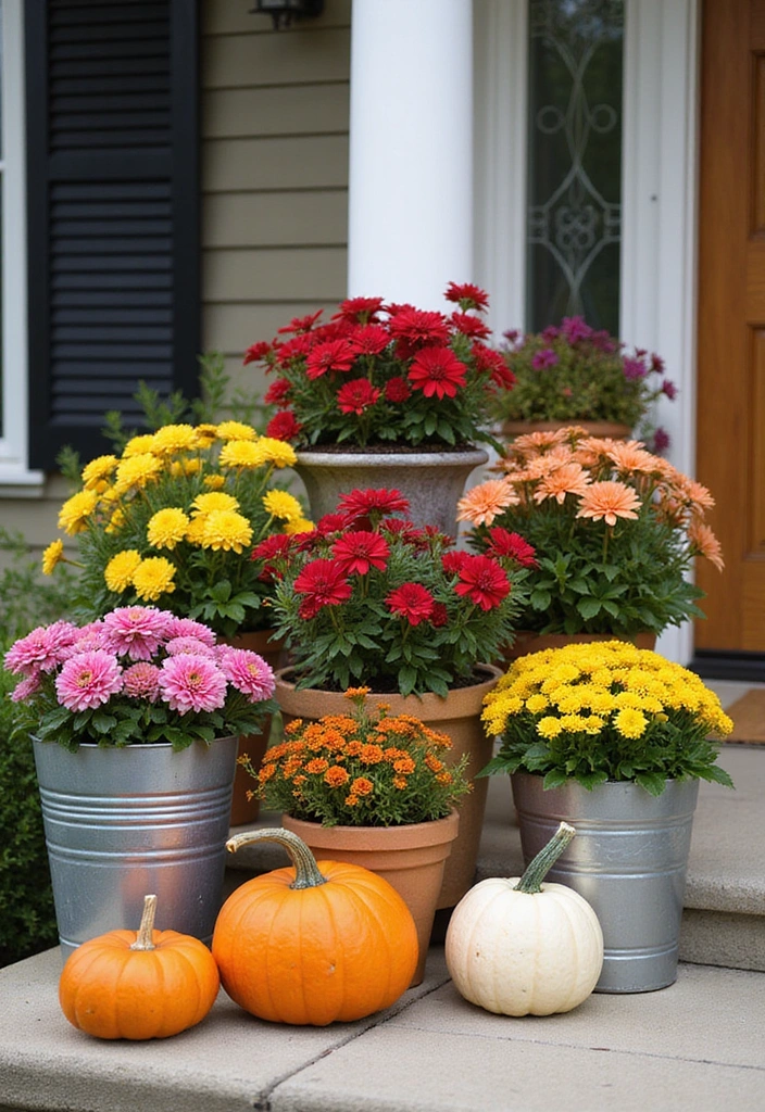 25 Creative Fall Outdoor Decor Ideas That’ll Make Your Home the Talk of the Block! - 7. Vibrant Flower Arrangements