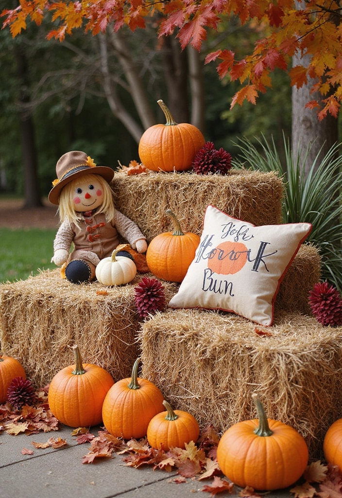 25 Creative Fall Outdoor Decor Ideas That’ll Make Your Home the Talk of the Block! - 8. Whimsical Hay Bales