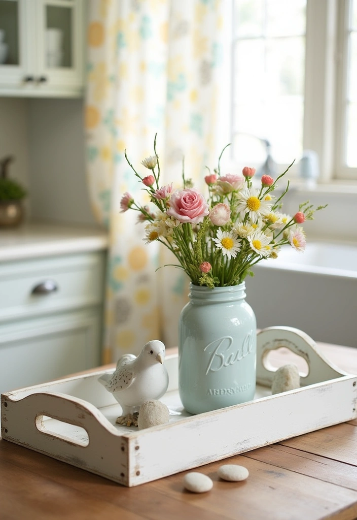 25 Farmhouse Tray Decor Ideas That'll Transform Your Space Into a Cozy Retreat! - 1. Seasonal Centerpiece