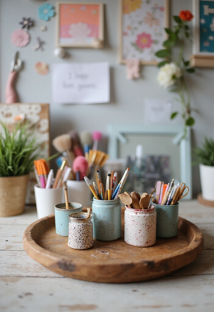 25 Farmhouse Tray Decor Ideas That'll Transform Your Space Into a Cozy Retreat! - 10. Crafting Corner Chaos Control