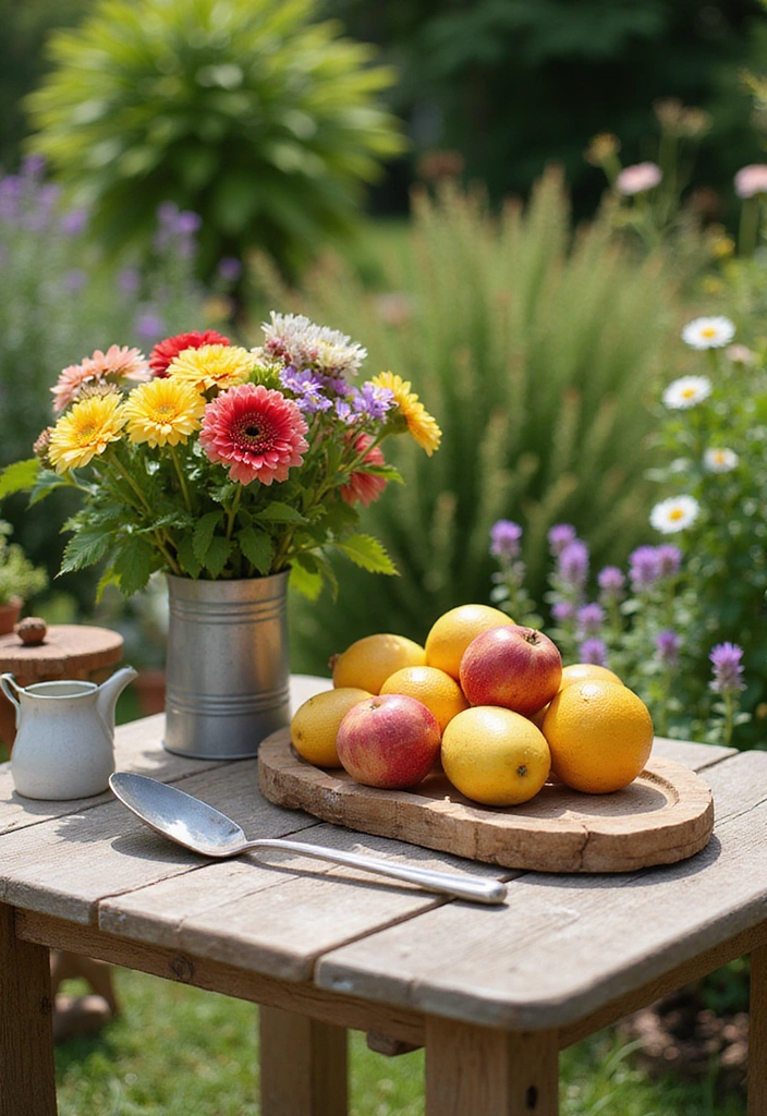 25 Farmhouse Tray Decor Ideas That'll Transform Your Space Into a Cozy Retreat! - 11. Garden Table Display