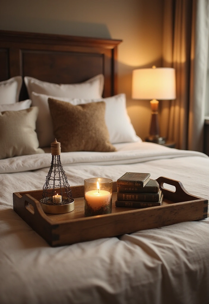 25 Farmhouse Tray Decor Ideas That'll Transform Your Space Into a Cozy Retreat! - 6. Bedroom Nightstand Serenity