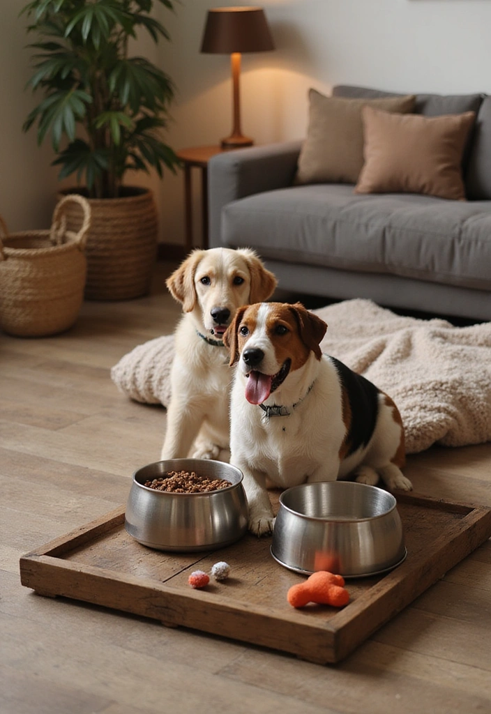 25 Farmhouse Tray Decor Ideas That'll Transform Your Space Into a Cozy Retreat! - 9. Pet Corner Comfort