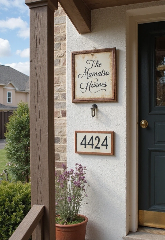 25 Modern House Number Ideas That Define Contemporary Style (You Can’t Miss #17!) - 14. Personalized Family Name Signs