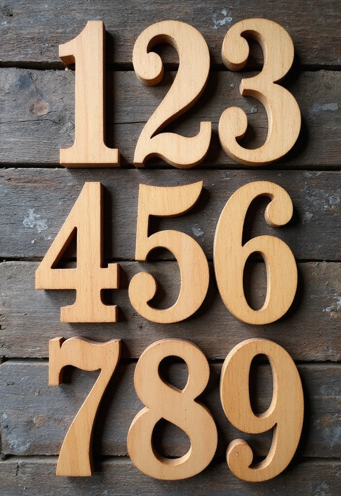 25 Modern House Number Ideas That Define Contemporary Style (You Can’t Miss #17!) - 2. Artistic Wood Designs