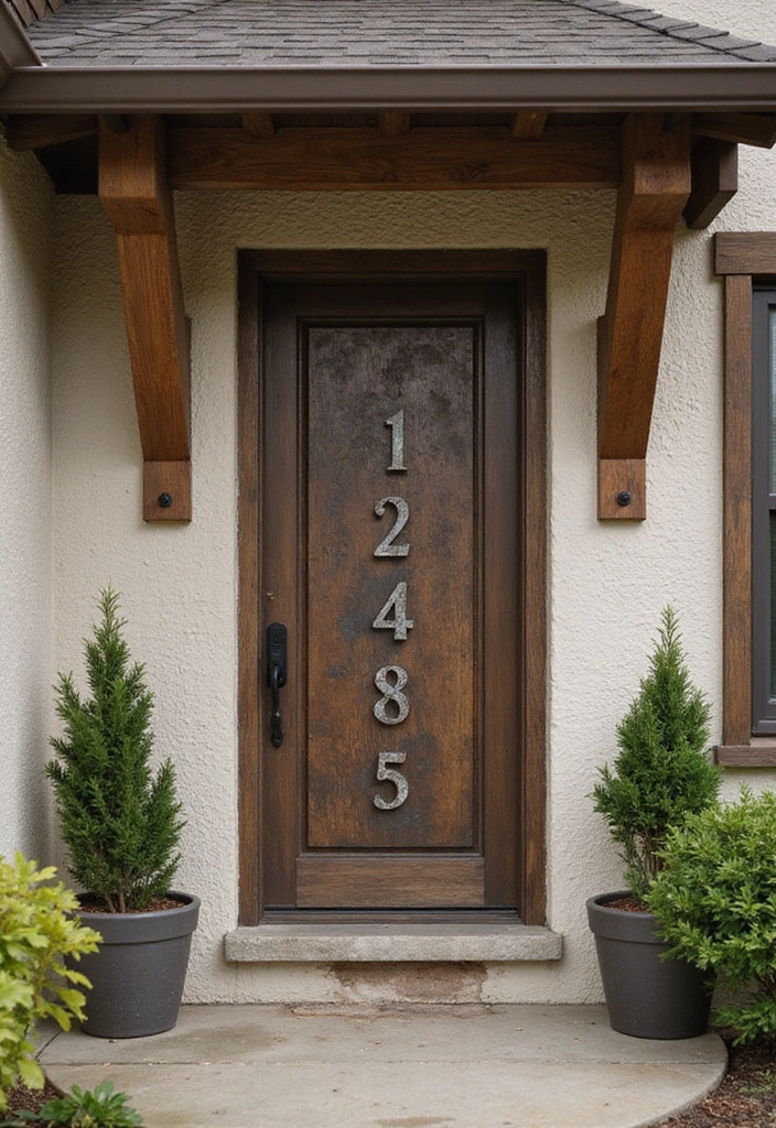 25 Modern House Number Ideas That Define Contemporary Style (You Can’t Miss #17!) - 20. Rustic Metal Finishes