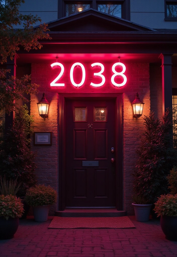 25 Modern House Number Ideas That Define Contemporary Style (You Can’t Miss #17!) - 8. Neon Lights