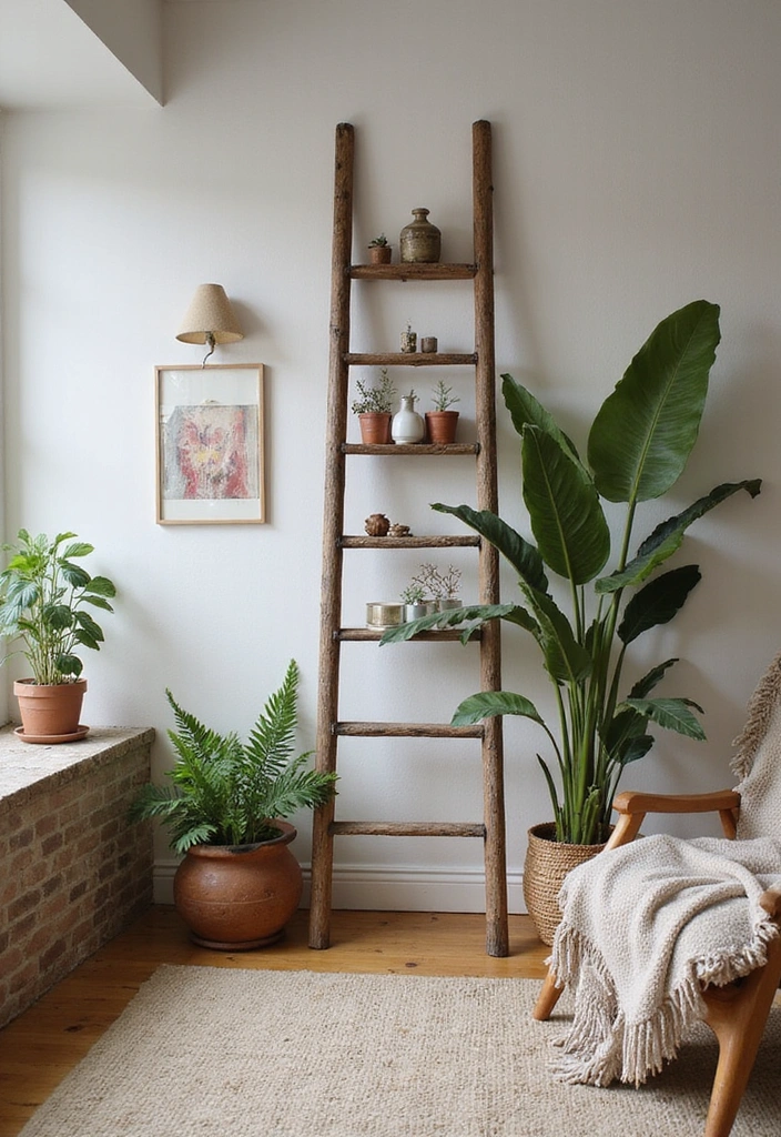 25 Stunning DIY Room Divider Ideas That Will Transform Your Space on a Budget! - 14. Rustic Ladder Divider