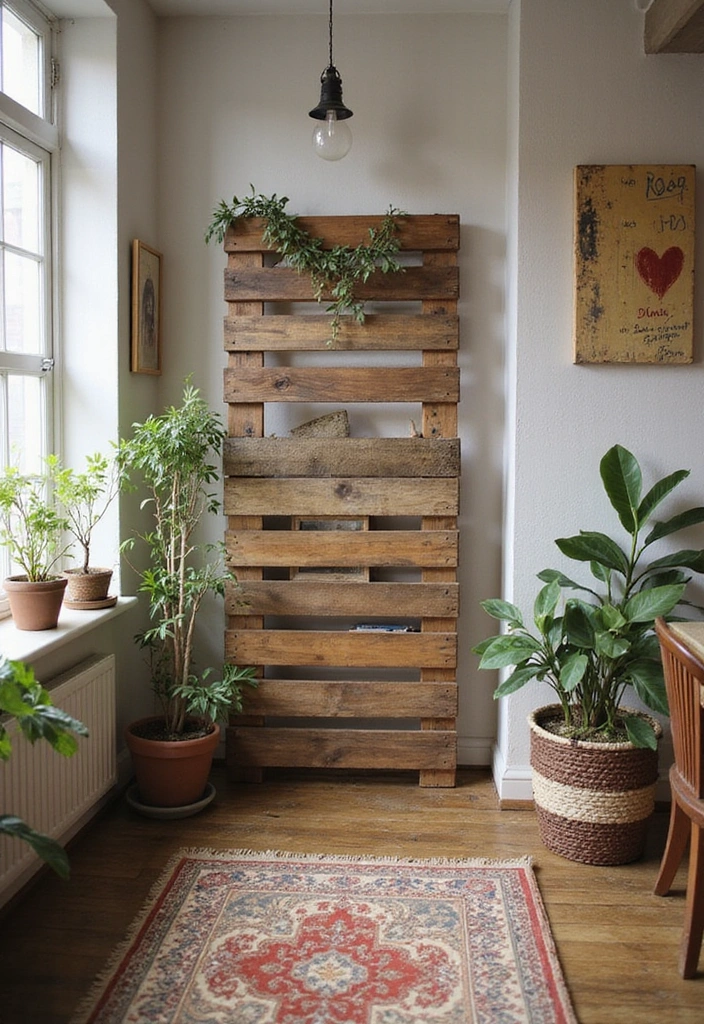 25 Stunning DIY Room Divider Ideas That Will Transform Your Space on a Budget! - 2. Painted Pallet Perfection