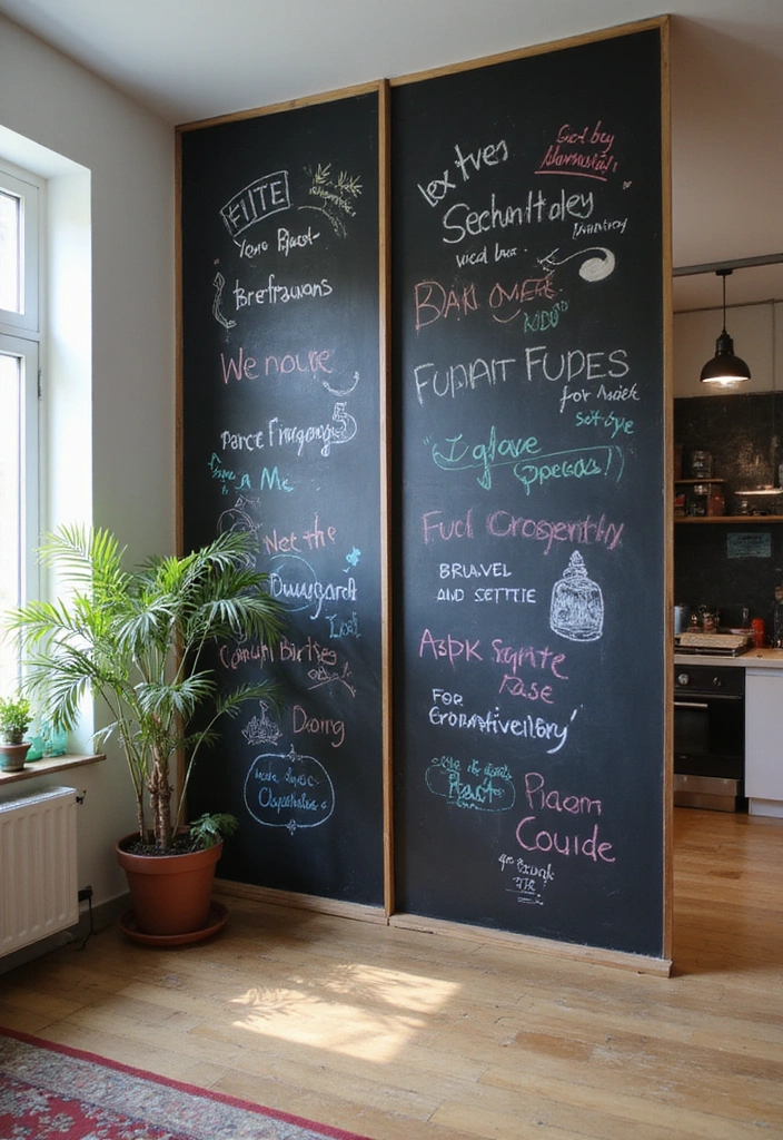 25 Stunning DIY Room Divider Ideas That Will Transform Your Space on a Budget! - 20. Chalkboard Wall Dividers