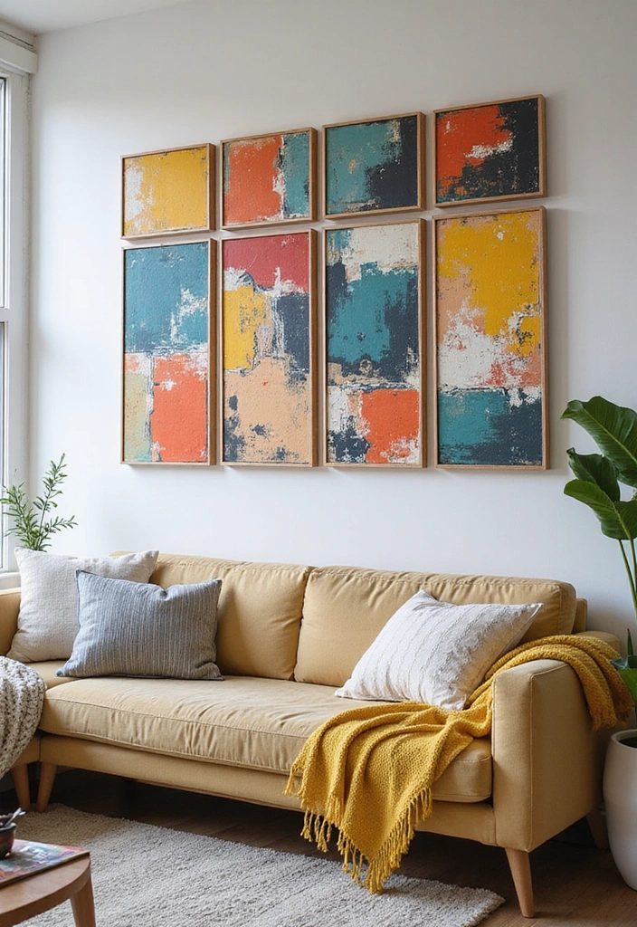 25 Stunning DIY Room Divider Ideas That Will Transform Your Space on a Budget! - 24. Layered Canvas Prints