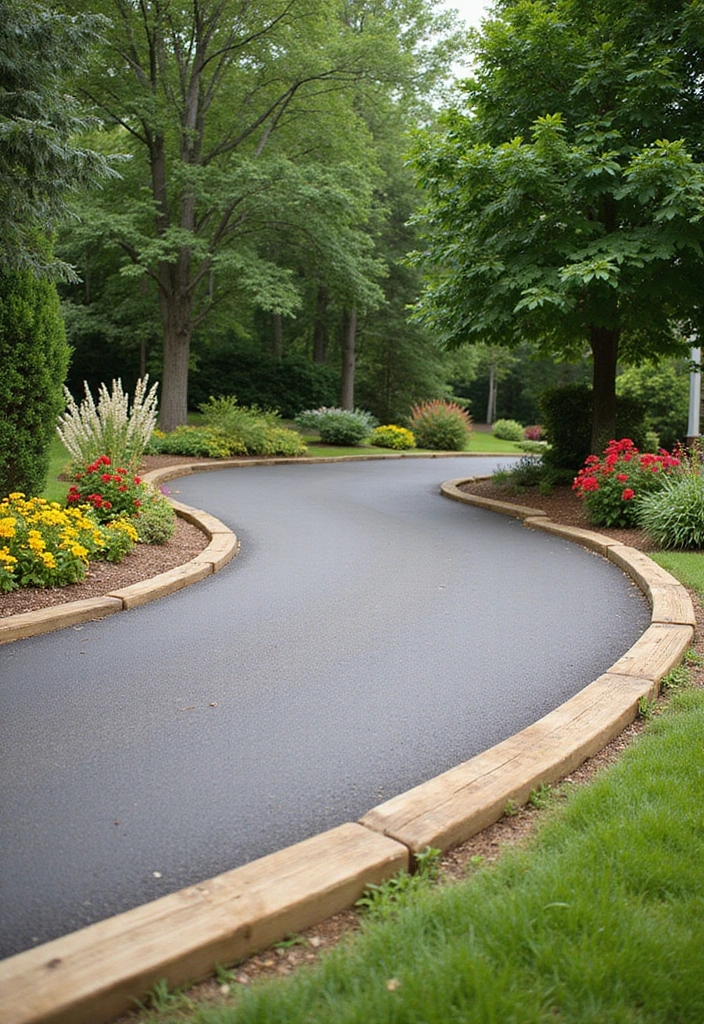 25 Stunning Driveway Edging Ideas to Boost Your Curb Appeal (You Won't Believe #6!) - 4. Wooden Landscape Timbers