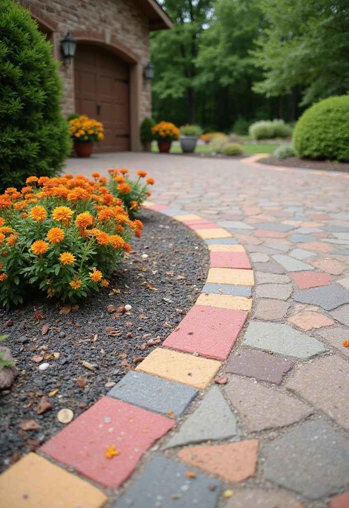 25 Stunning Driveway Edging Ideas to Boost Your Curb Appeal (You Won't Believe #6!) - 5. Colorful Paver Stones