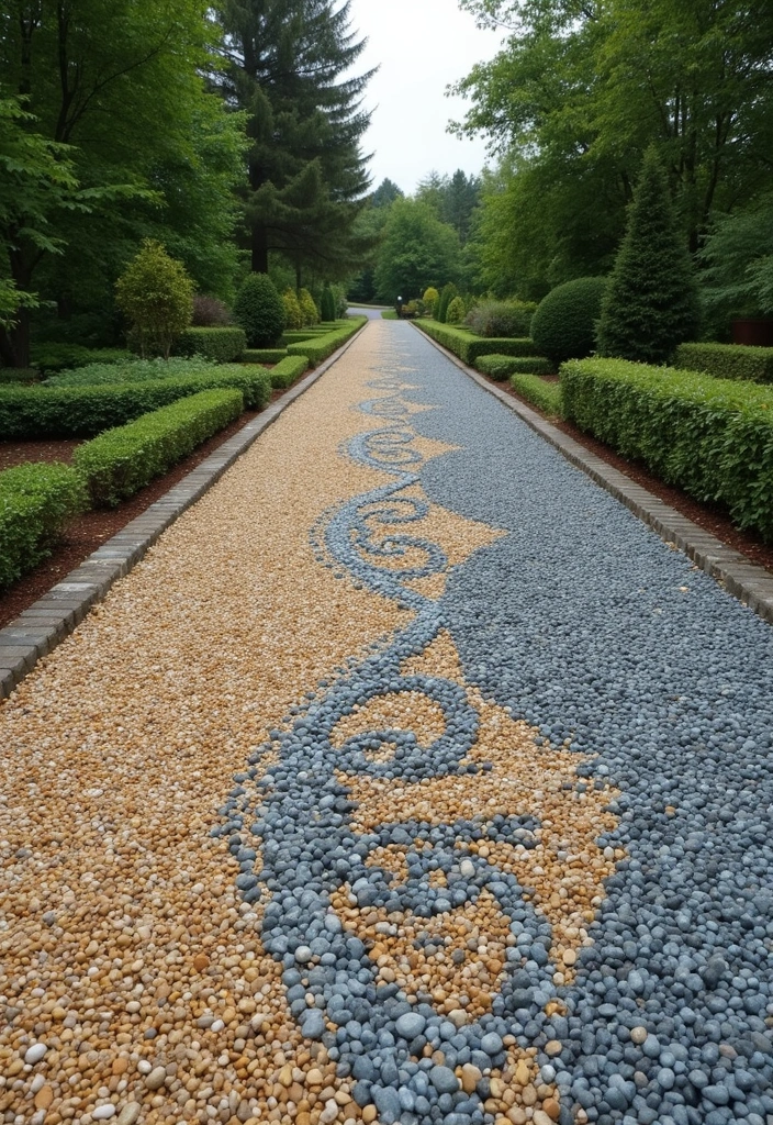 25 Stunning Driveway Edging Ideas to Boost Your Curb Appeal (You Won't Believe #6!) - 6. Artistic Gravel Designs