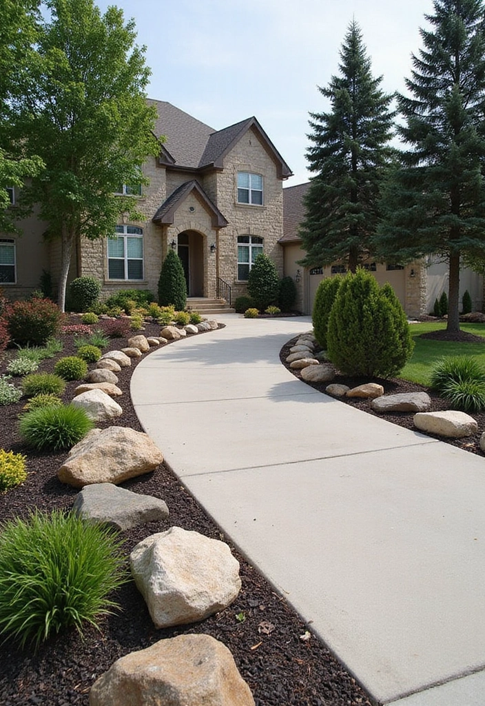 25 Stunning Driveway Edging Ideas to Boost Your Curb Appeal (You Won't Believe #6!) - 9. Decorative Rocks and Boulders