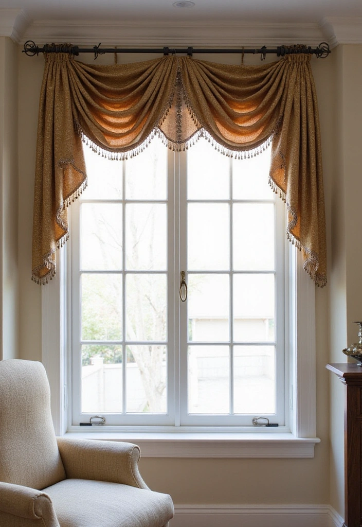 10 Bold Eclectic Window Valance Ideas That Will Make a Statement in Any Room! - 8. Metallic Accents