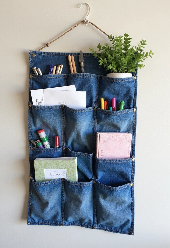 12 Creative Upcycled Furniture Ideas That Will Blow Your Mind (You Won't Believe #3!) - 9. Denim Pocket Organizer