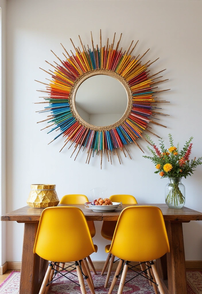 12 DIY Dining Room Mirror Ideas That Are Both Chic and Affordable (Get Inspired by #5!) - 5. Sunburst Mirror