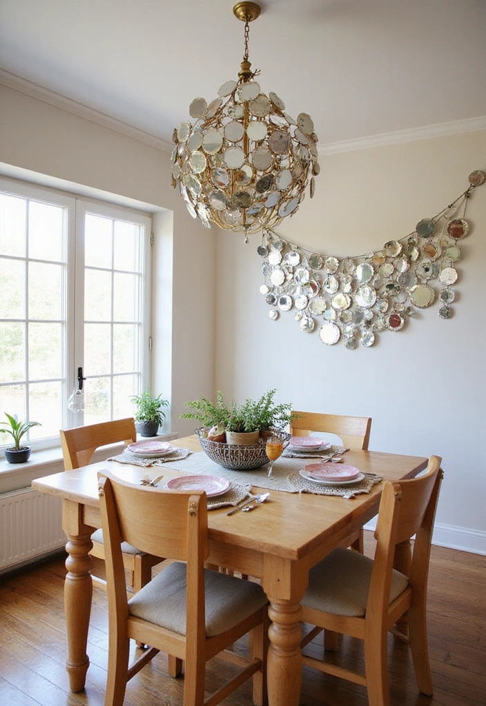 12 DIY Dining Room Mirror Ideas That Are Both Chic and Affordable (Get Inspired by #5!) - 9. Hanging Mirror Garland