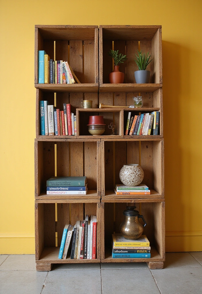 12 DIY Furniture Projects That Are So Easy, You'll Want to Make Them All! - 3. Upcycled Bookshelf from Crates