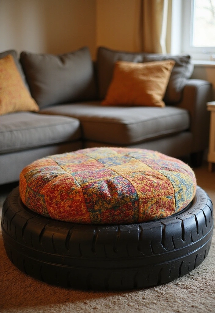 12 DIY Furniture Projects That Are So Easy, You'll Want to Make Them All! - 6. Cozy Ottoman from an Old Tire
