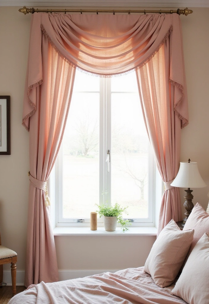 12 Dreamy Bedroom Window Valance Ideas to Transform Your Space Into a Cozy Retreat! - 10. Soft Blush Valance