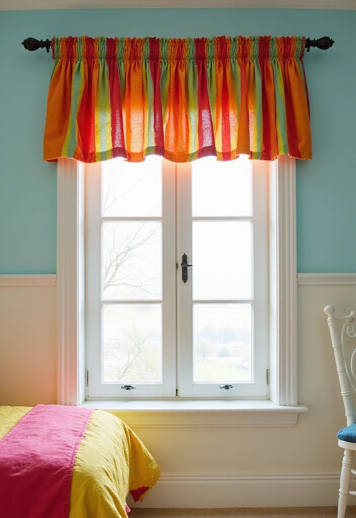 12 Dreamy Bedroom Window Valance Ideas to Transform Your Space Into a Cozy Retreat! - 5. Colorful Pleated Valance