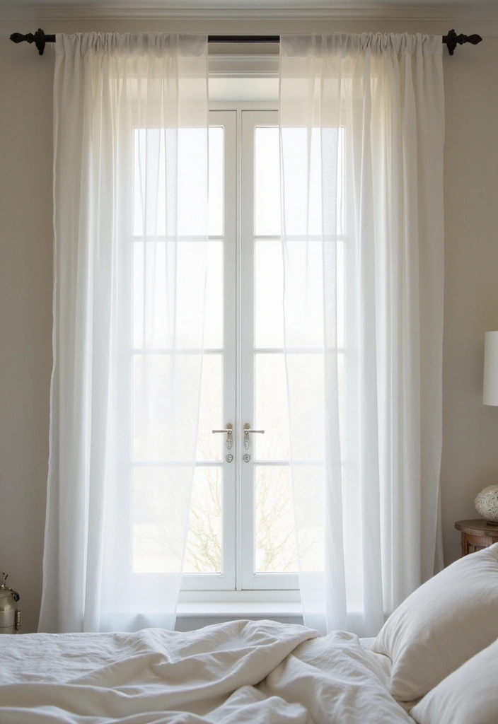 12 Dreamy Bedroom Window Valance Ideas to Transform Your Space Into a Cozy Retreat! - 6. Minimalist Sheer Valance