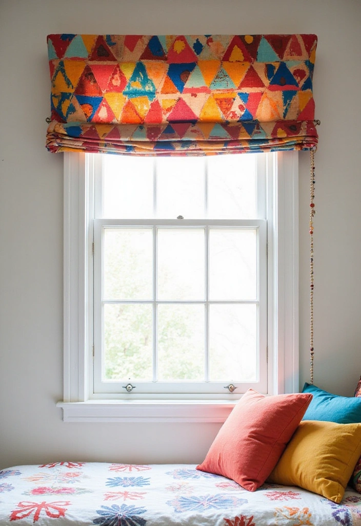 12 Dreamy Bedroom Window Valance Ideas to Transform Your Space Into a Cozy Retreat! - 7. Fun Patterned Valance