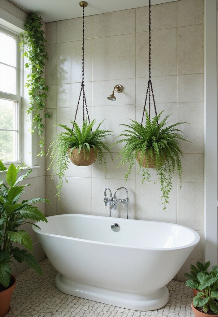 13 Creative Hanging Planter Ideas That'll Make Your Home Feel Like a Jungle (#8 Is a Game-Changer!) - 10. Bathroom Hanging Planters