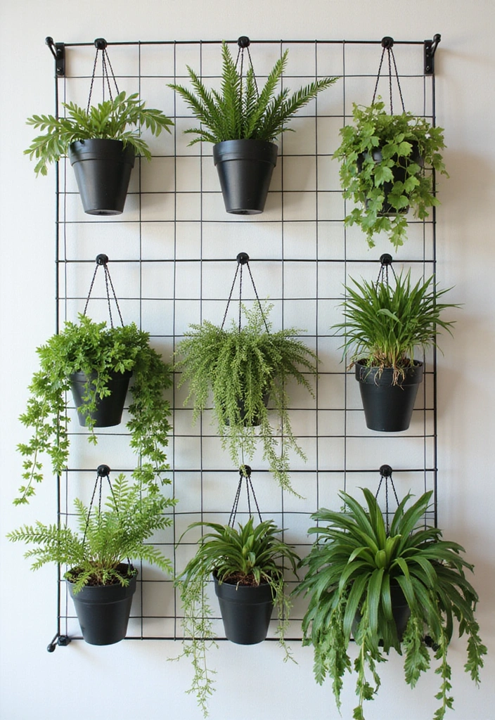13 Creative Hanging Planter Ideas That'll Make Your Home Feel Like a Jungle (#8 Is a Game-Changer!) - 12. Hanging Planters on a Wall Grid