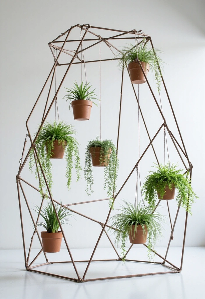13 Creative Hanging Planter Ideas That'll Make Your Home Feel Like a Jungle (#8 Is a Game-Changer!) - 7. Artistic Wire Frames