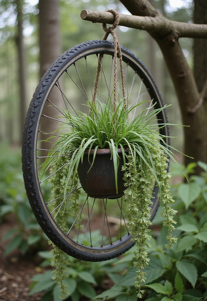 13 Creative Hanging Planter Ideas That'll Make Your Home Feel Like a Jungle (#8 Is a Game-Changer!) - 8. Repurposed Bicycle Wheel