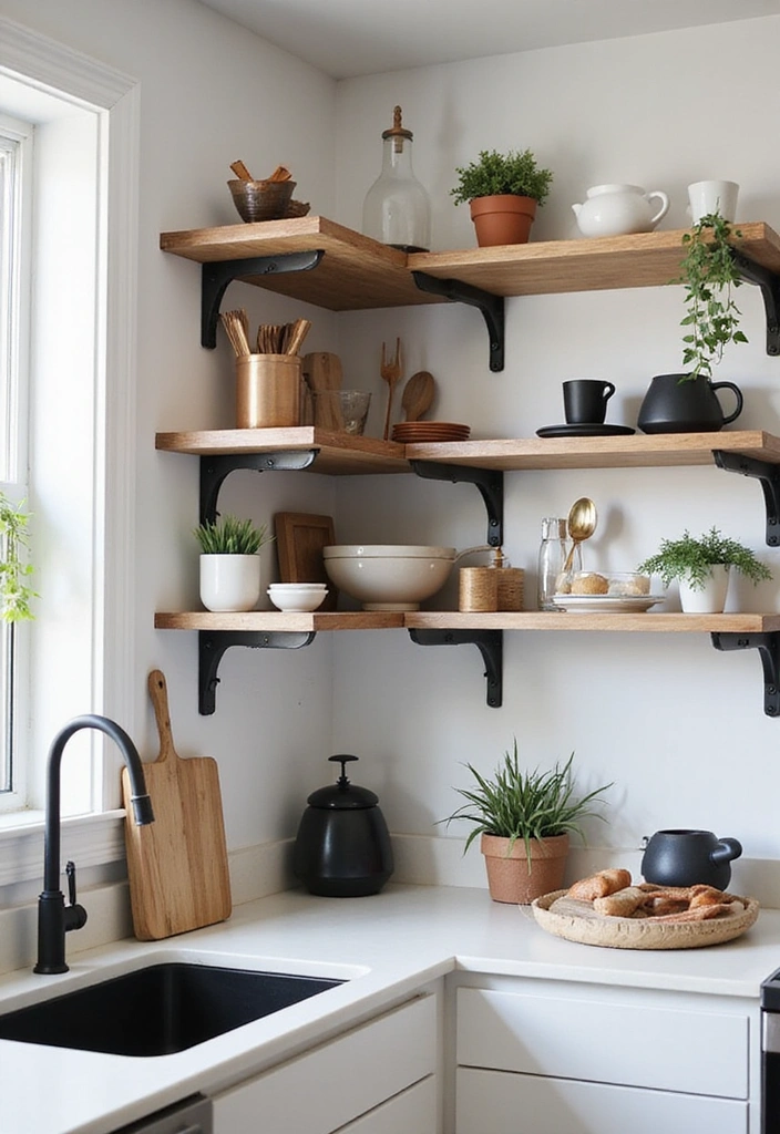 13 Industrial Open Kitchen Shelf Ideas That Will Add Edge to Your Home! - 13. Corner Industrial Shelves